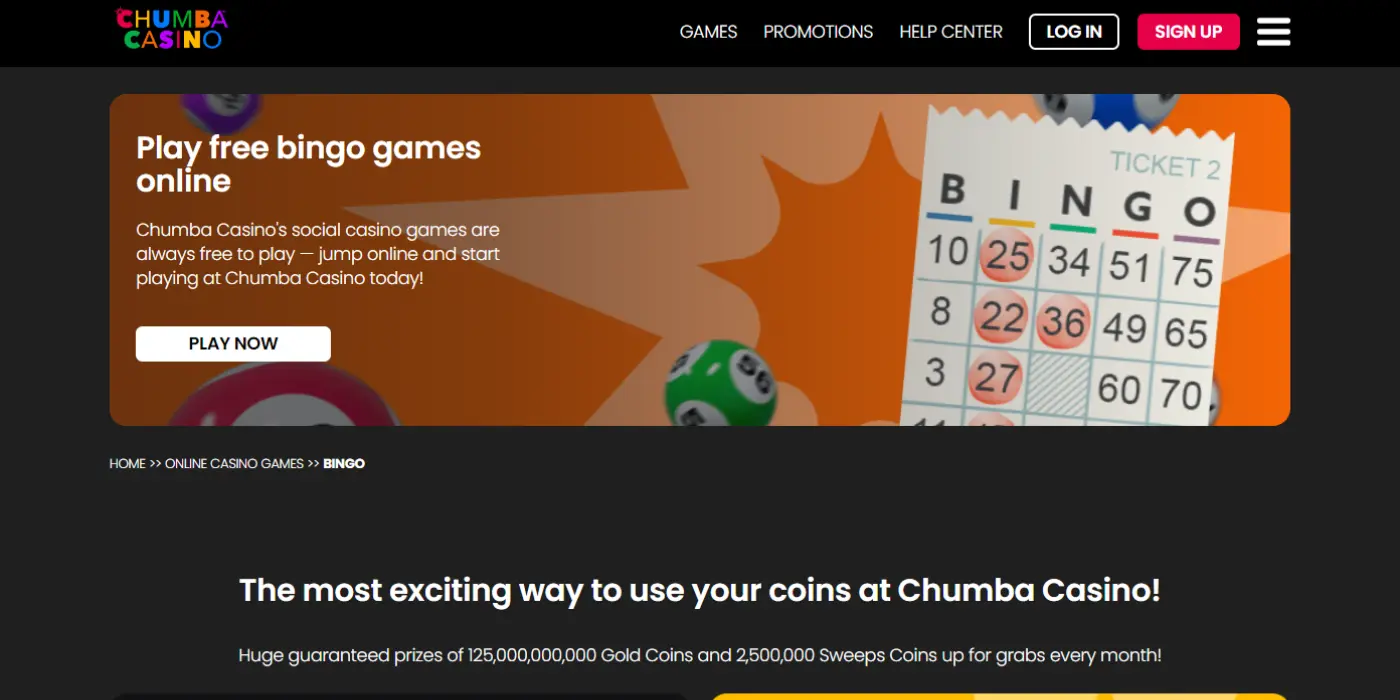 Chumba Bingo Sweepstakes Bingos