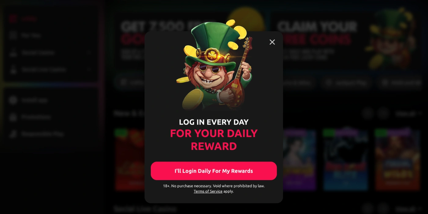 McLuck daily login bonus screenshot