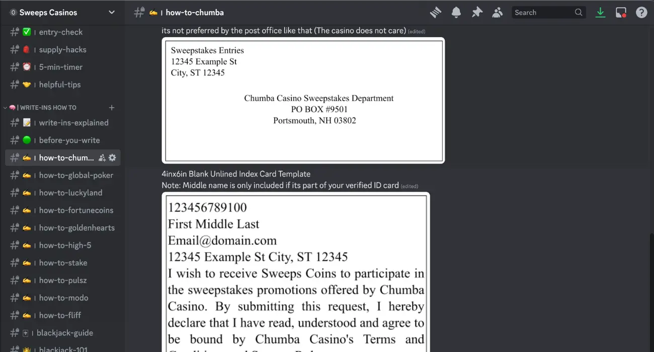 chumba casino letter template in the SweepsCasinos.US Discord server 