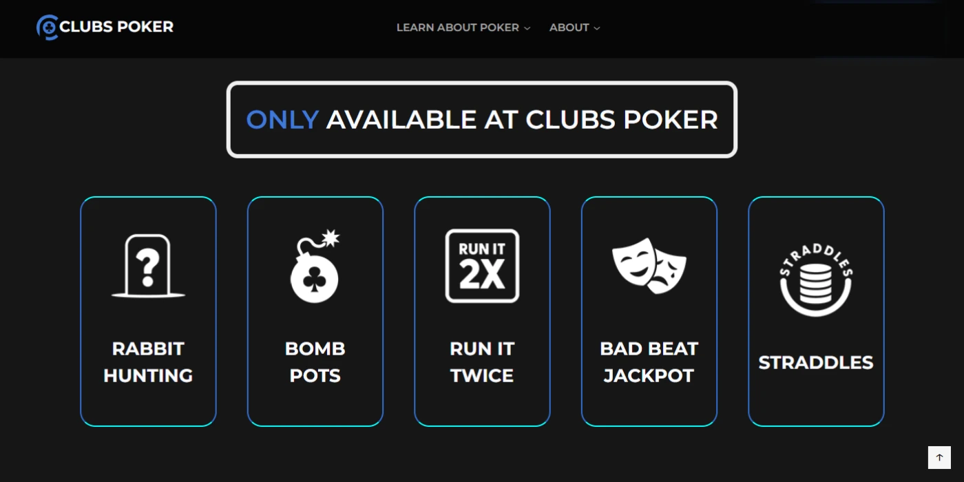 Poker Game Types at Clubs Poker