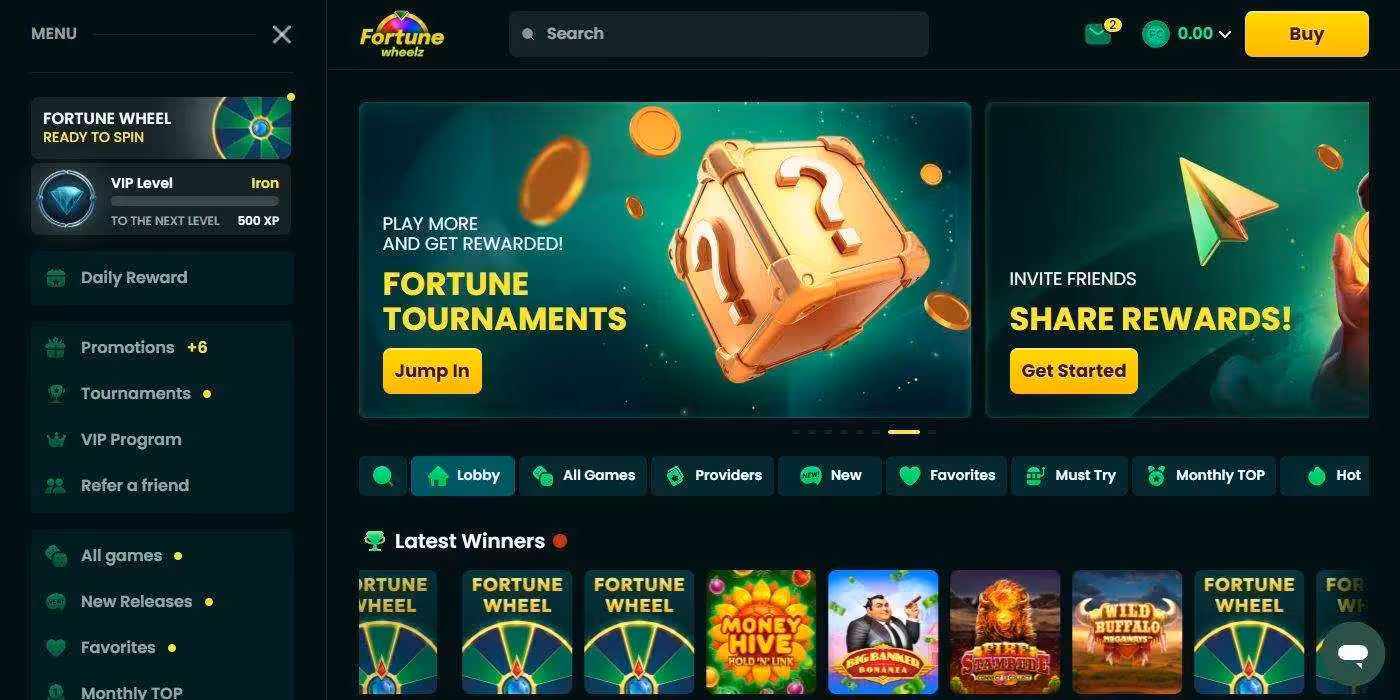 Fortune Wheelz Homepage