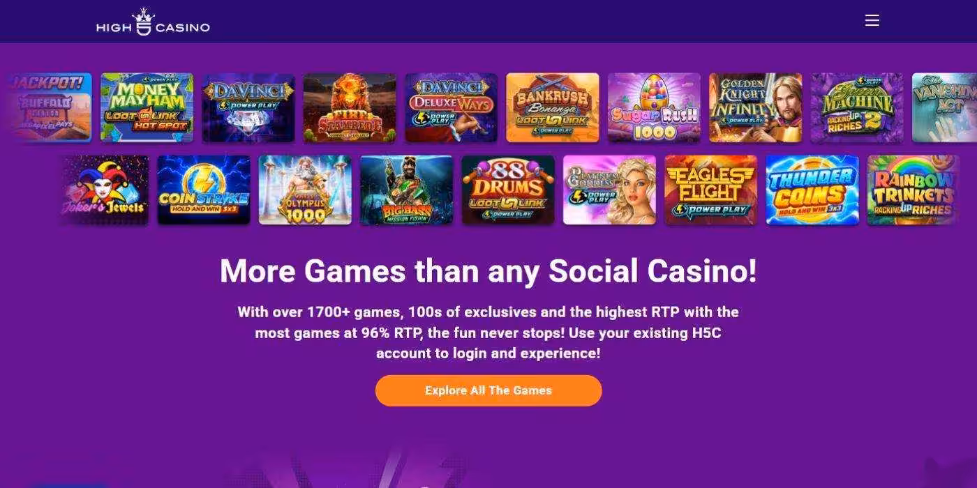High 5 Casino Homepage