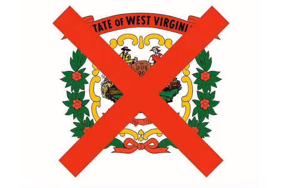 State flag West Virginia with a red X