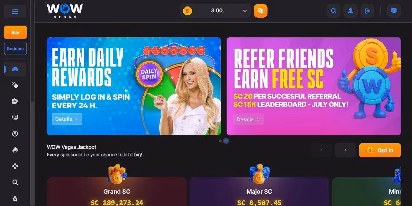 WOW Vegas Homepage