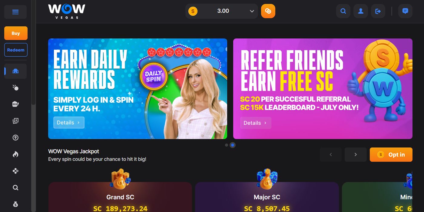 WOW Vegas Homepage