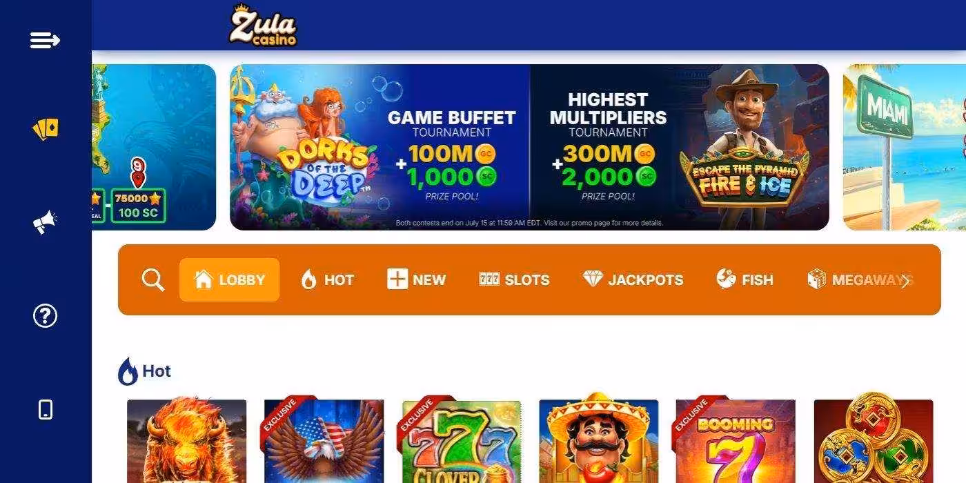 Zula Casino Homepage