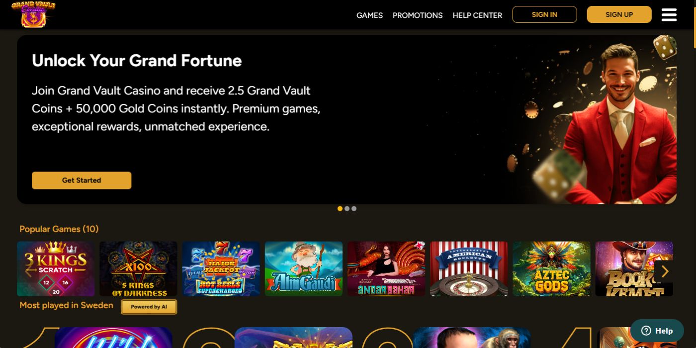Grand Vault Casino Homepage