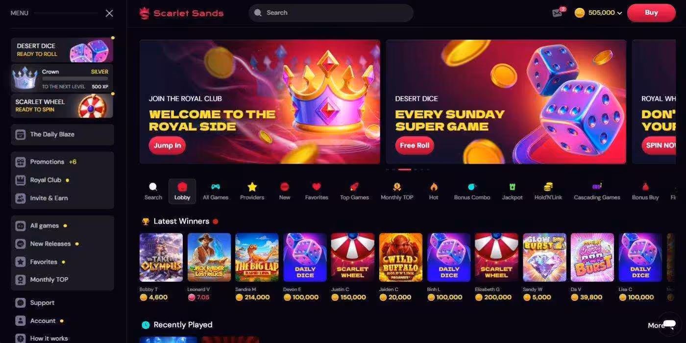 Scarlet Sands Homepage