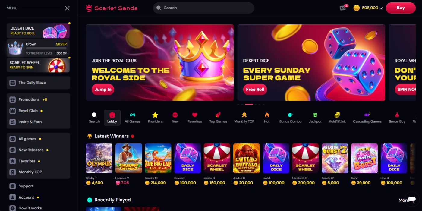 Scarlet Sands Homepage