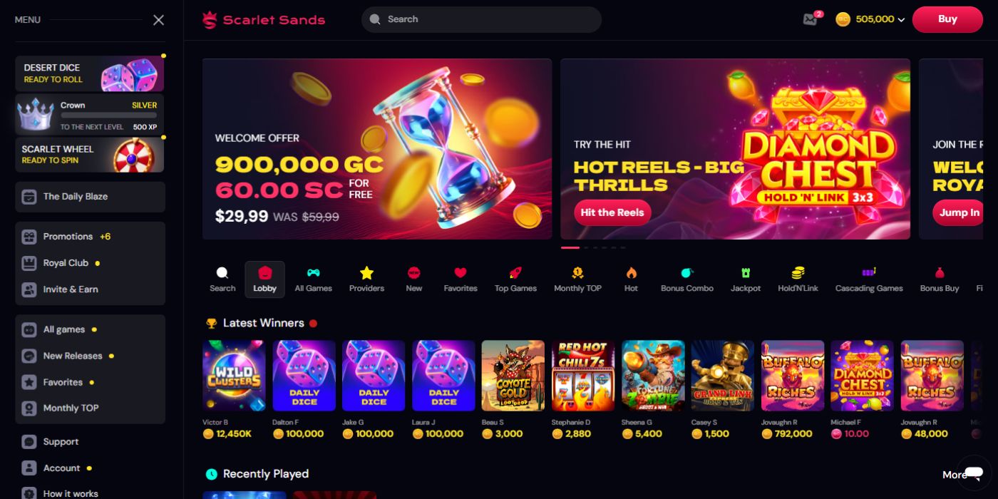 Scarlet Sands New Homepage