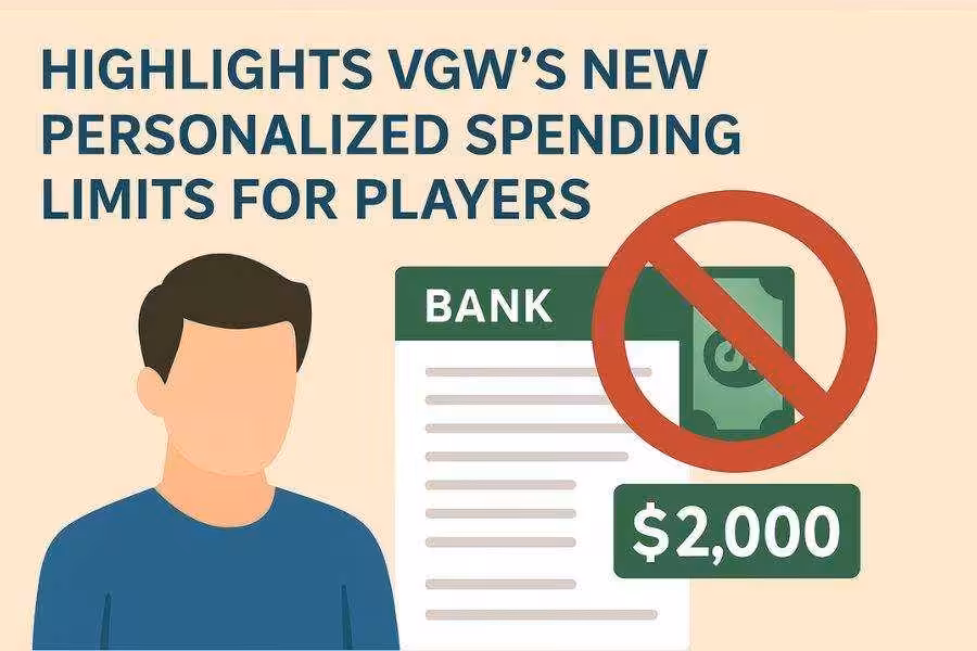 Illustration showing VGW’s new $2,000 spending limit policy for players.