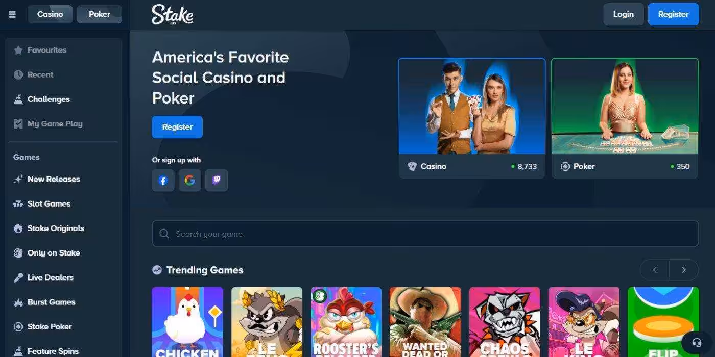 Stake.US Homepage