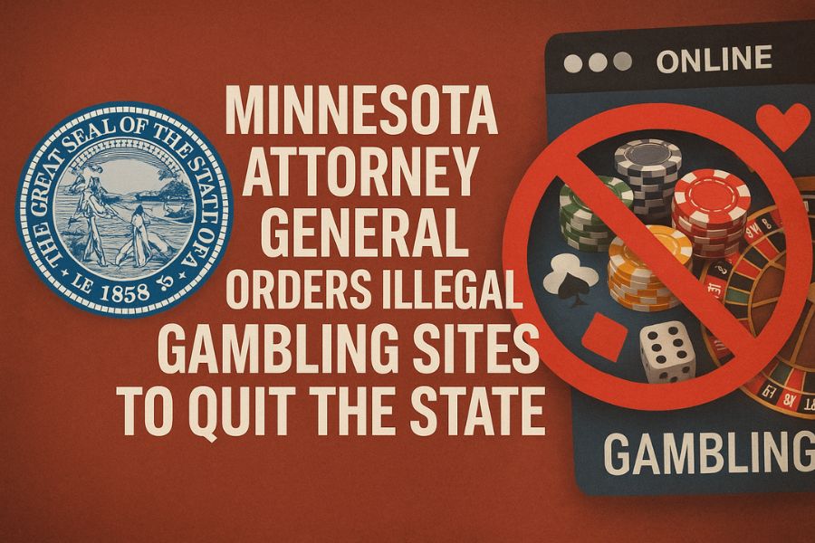 Minnesota seal with warning about illegal gambling sites.