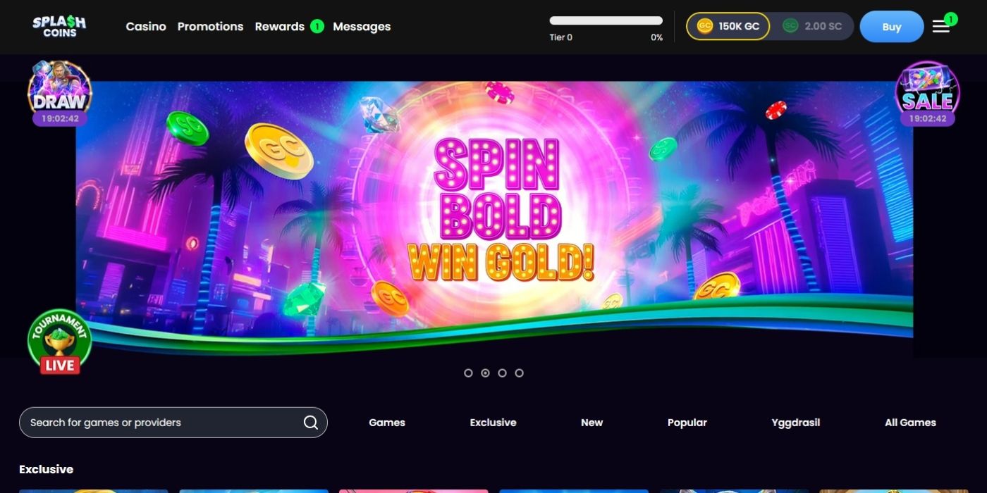 Splash Coins Homepage