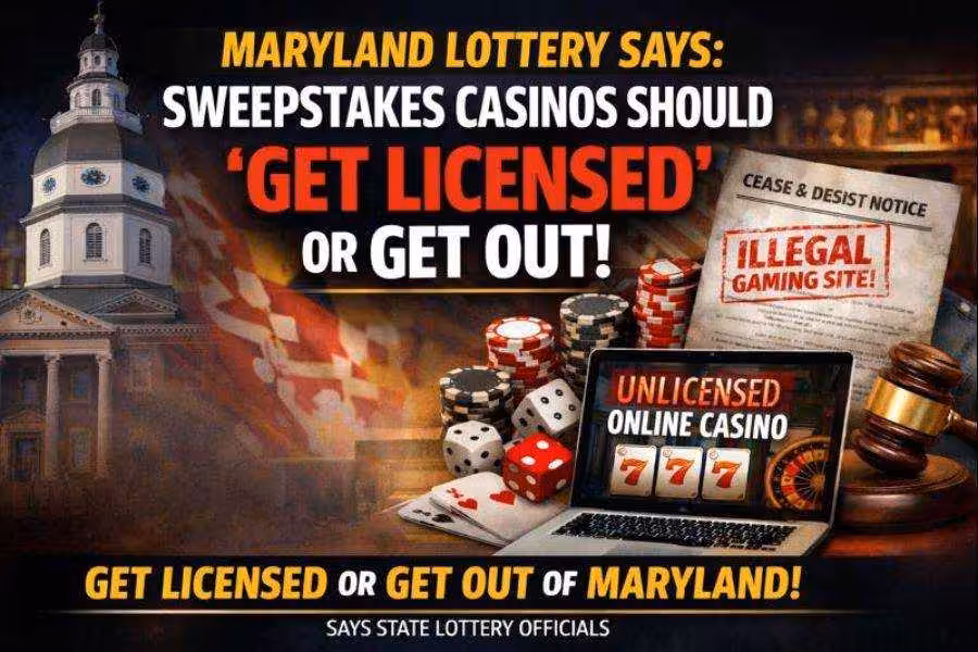 Maryland Lottery urges sweepstakes casinos to get licensed or leave the state.