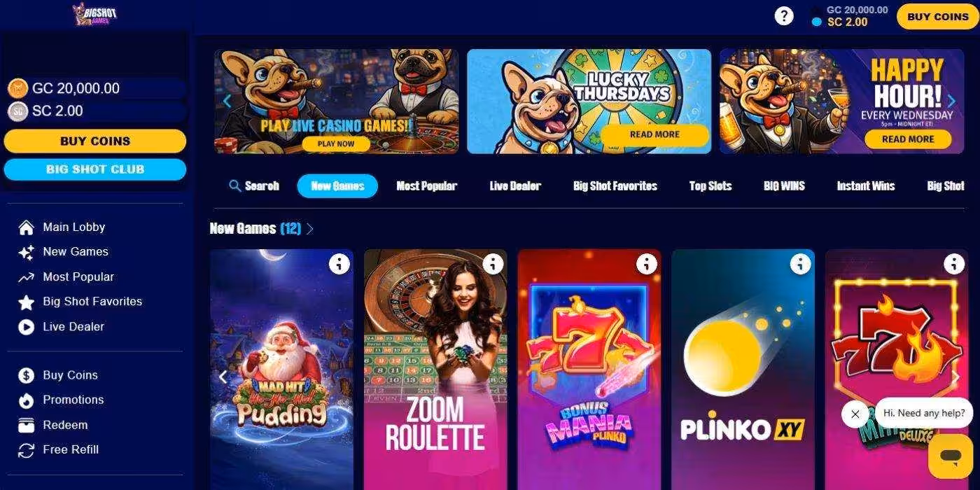 Big Shot Games Homepage