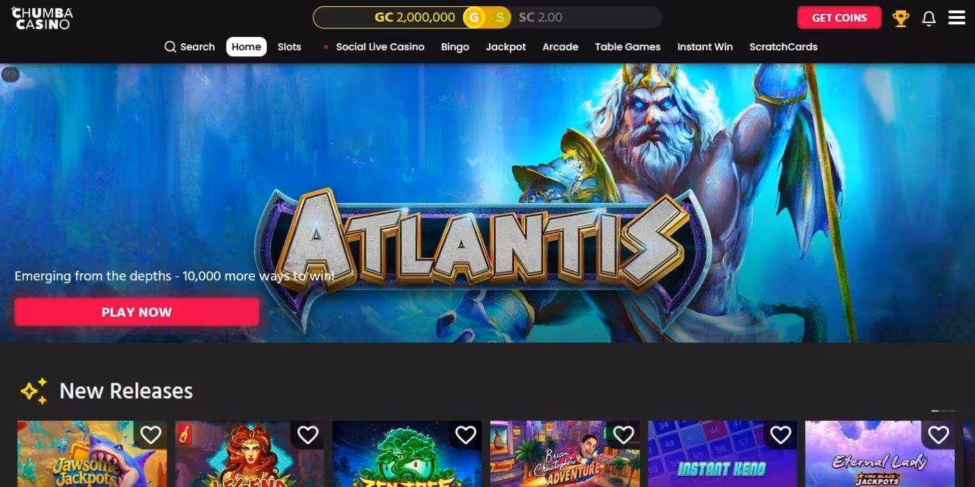 Chumba Casino homepage