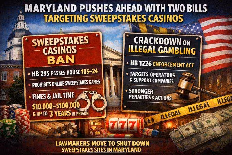 Maryland bills crack down on sweepstakes casinos with bans and stricter enforcement