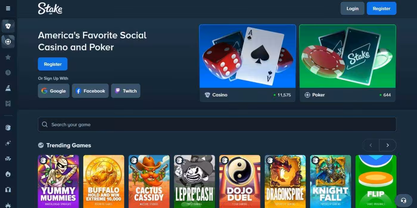 Stake.us homepage