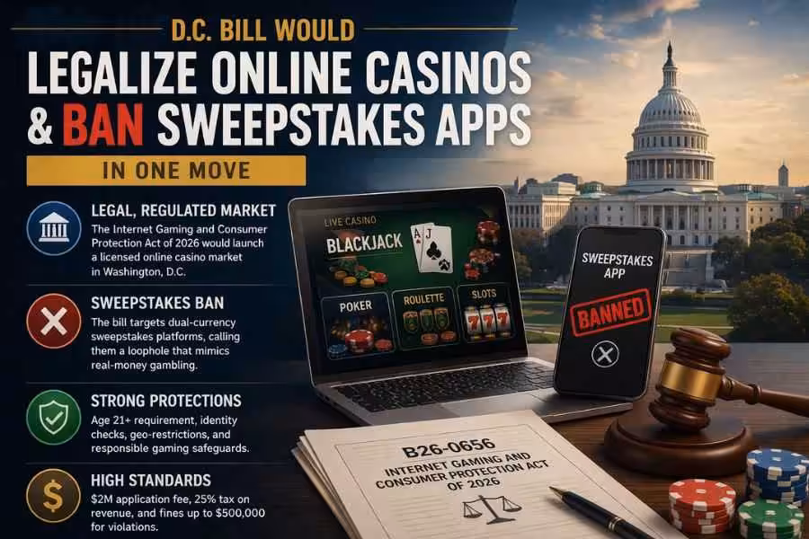 D.C. Bill Would Legalize Online Casinos and Ban Sweepstakes Apps in One Move