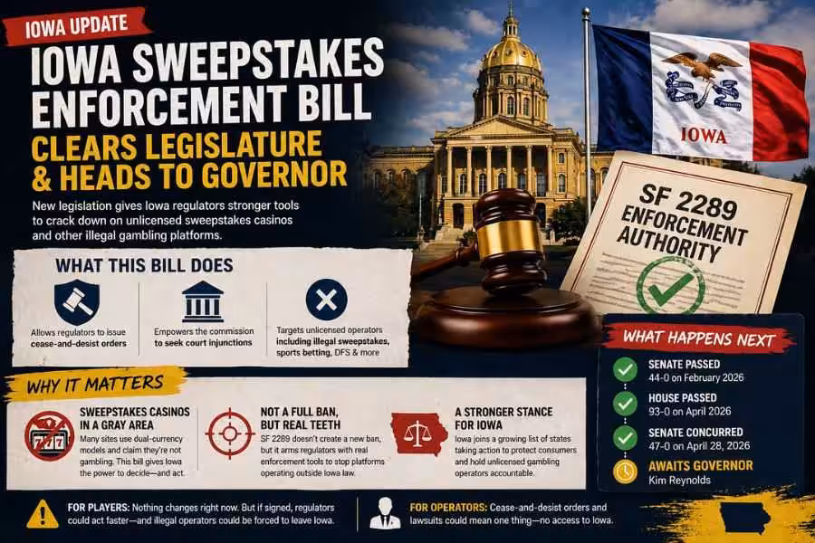 Iowa bill on sweepstakes casinos heads to governor