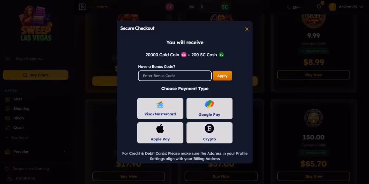 SweepLasVegas Crypto