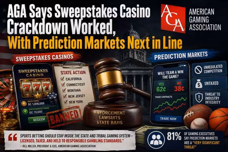 AGA crackdown on sweepstakes casinos and prediction markets graphic