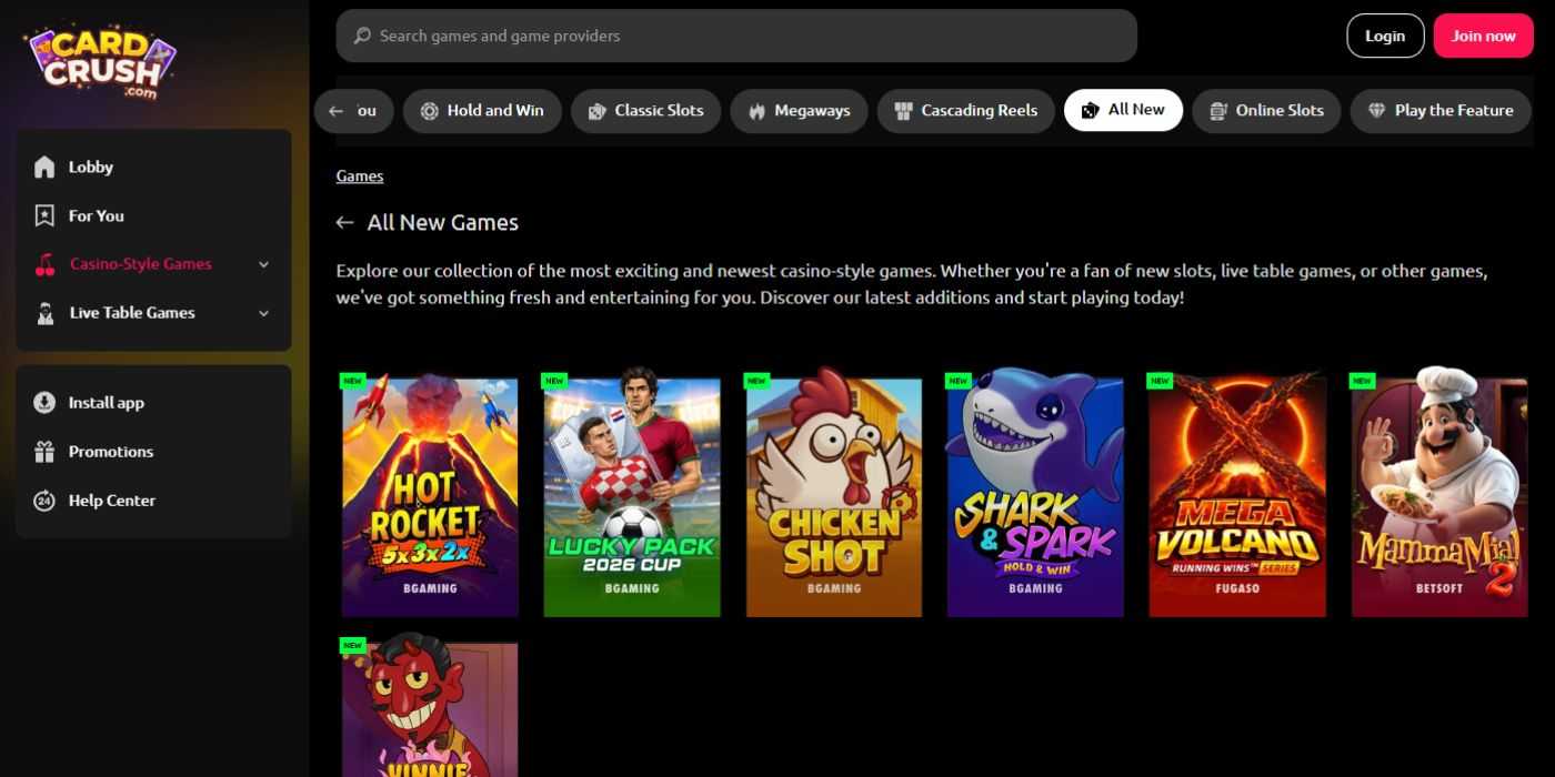 Card Crush New Homepage