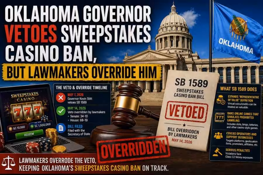 Oklahoma sweepstakes casino ban veto override graphic