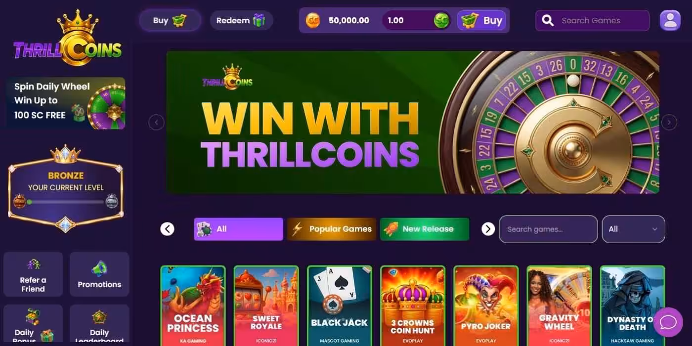 ThrillCoins New Homepage