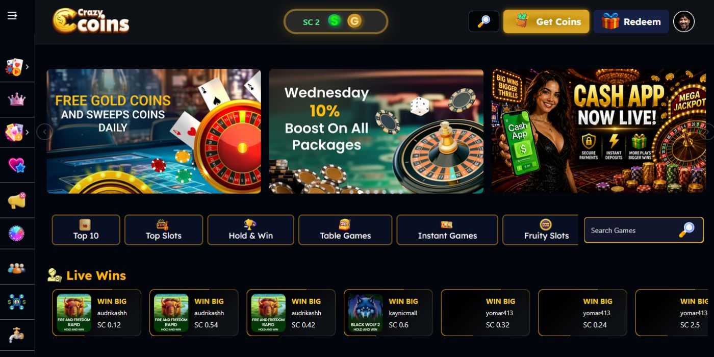 Crazy Coins Homepage