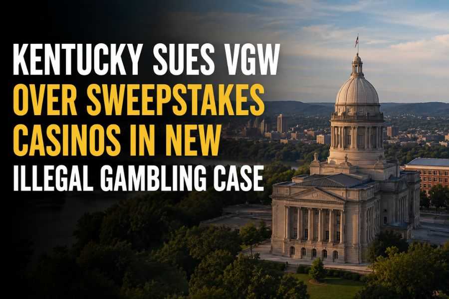 Kentucky State Capitol building with headline about VGW lawsuit over sweepstakes casinos. Select 88 more words to run Humanizer.