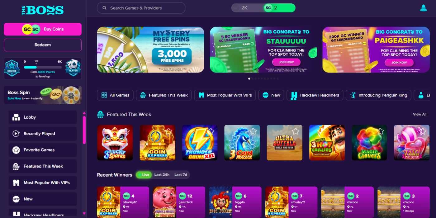 TheBoss Casino Homepage