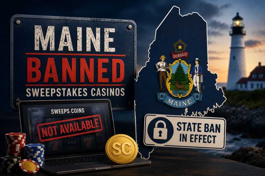 Maine bans sweepstakes casinos as statewide restrictions take effect in 2026.